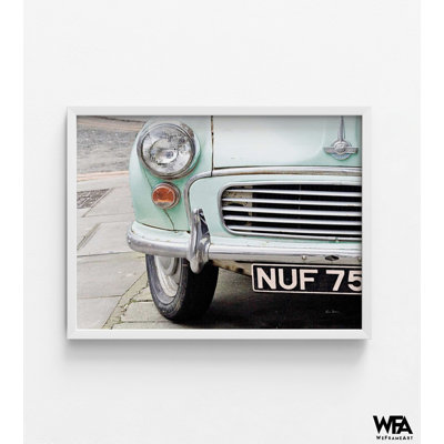 «London Traveller Mint and Blush» par Keri Bevan, reproduction de photo de voiture, décor de voiture de menthe classique, reproduction d'affiche de Londres, œuvre d'art «Man Cave» 32397