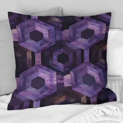 Purple Midcentury Hexagon - Midcentury Throw Pillow