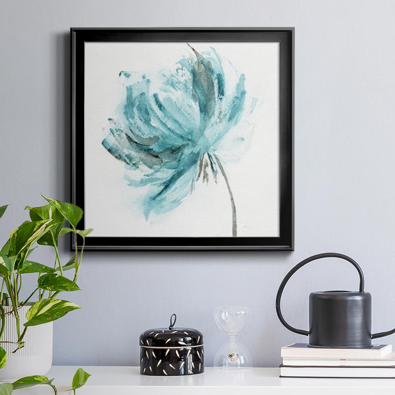 «Blue Dance II», peinture sur toile encadrée, Cadre noir, H 34,5 po x l 34,5 po x P 1,5 po