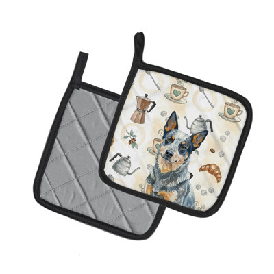Blue Heeler Australian Cattle Dog Coffee Bar Pair of Pot Holders
