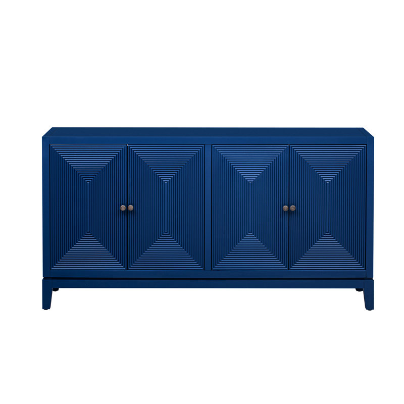 Armoire spacieuse avec lignes verticales pour le rangement et la présentation de la maison en bleu, Marine