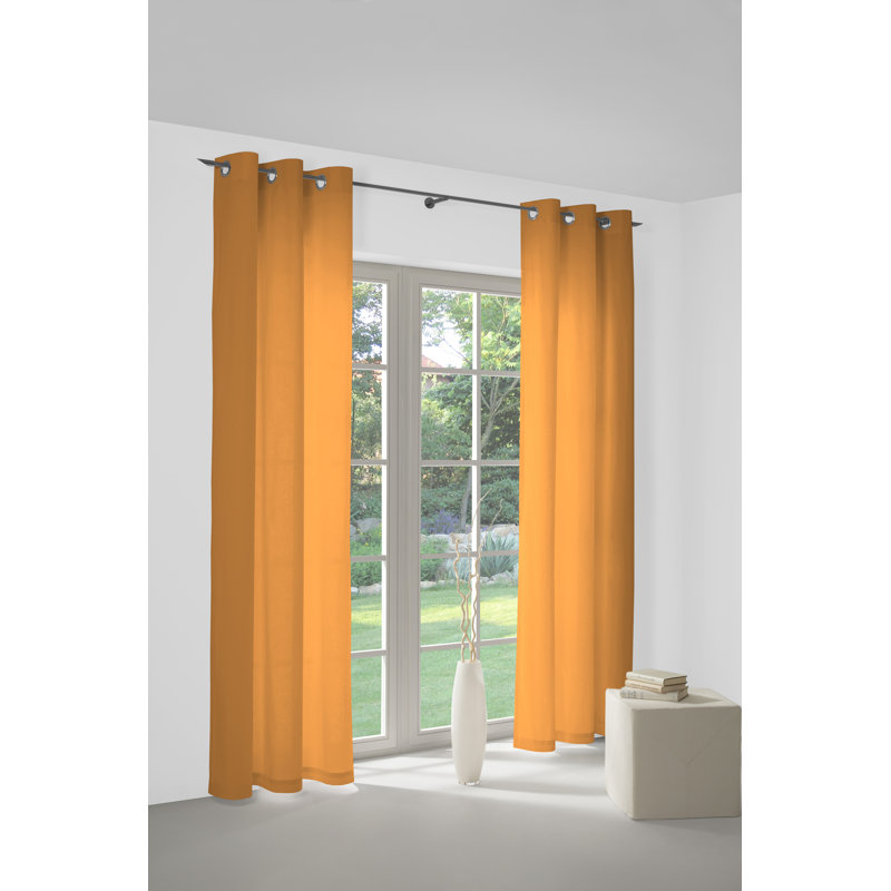 Polyester Blackout Grommet / Eyelet Curtain Panel, Orange, 142cm Width x 295cm Drop