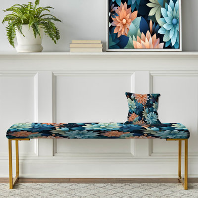 Banc floral rembourré or