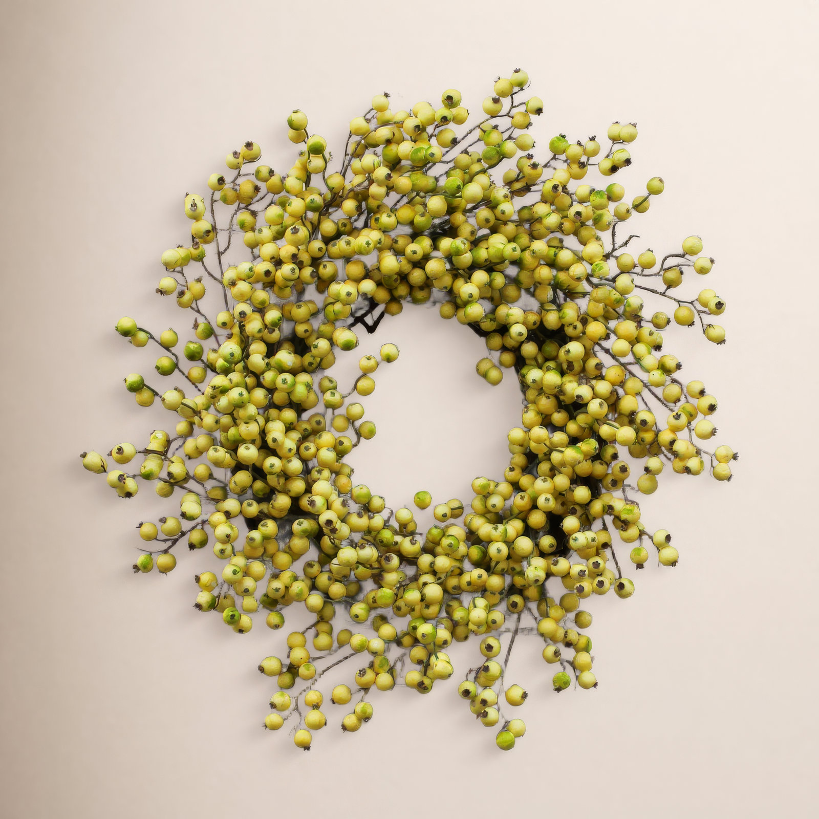 32" Handcrafted Berry Wreath, 28" H x 28" W x 6" D, Green