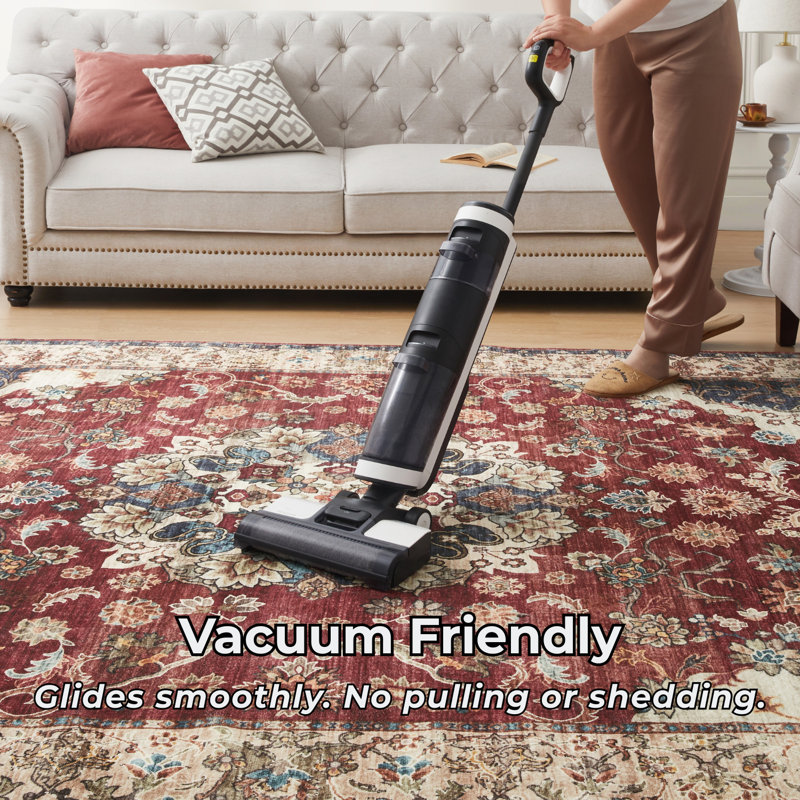 Traditional Balouch Cashmere-Feel Area Rug & Runner, Non-Slip Washable Living Room Carpet, Runner 60 x 110 cm