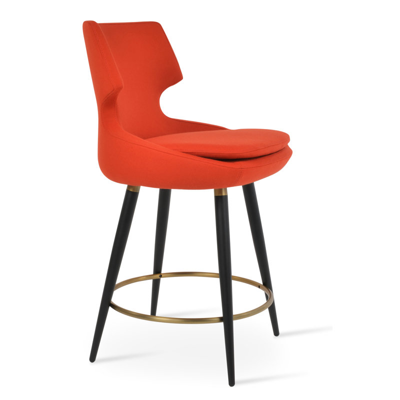 Patara Ana Counter & Bar Stool, Counter Stool (25.5" Seat Height), Black/Gold, Era Red
