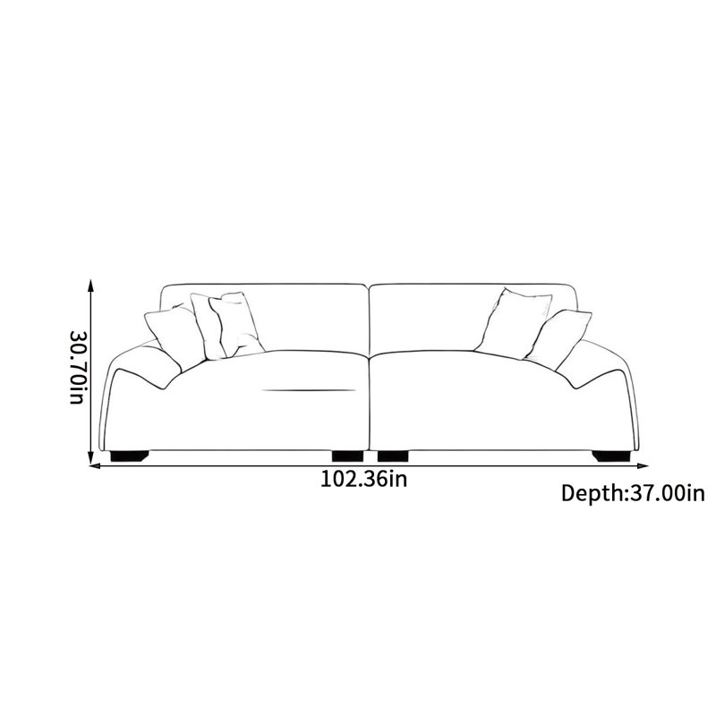 Italian light luxury simple sofa, 30.7" H x 102.36" W x 37" D, 4