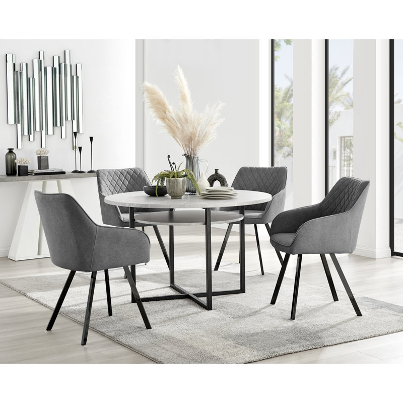 Adler 4 - Person Dining Set, Dark Grey/Black