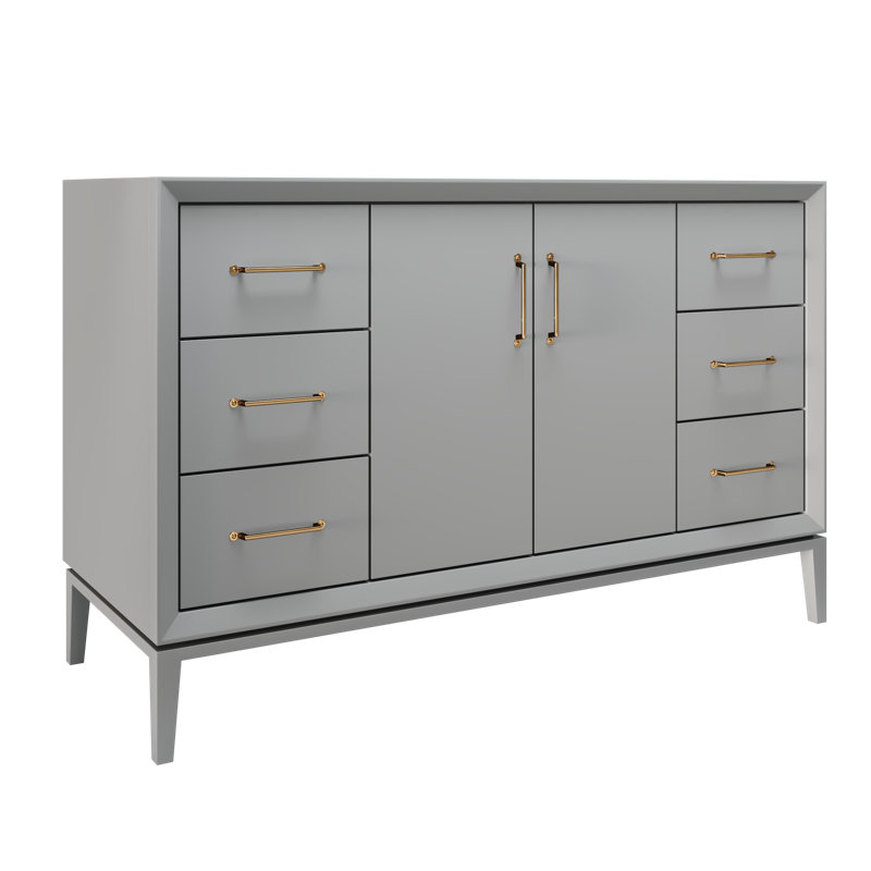 Alexandra Single Extra Wide Bath Vanity, Platinum Gray, 54", Satin Gold