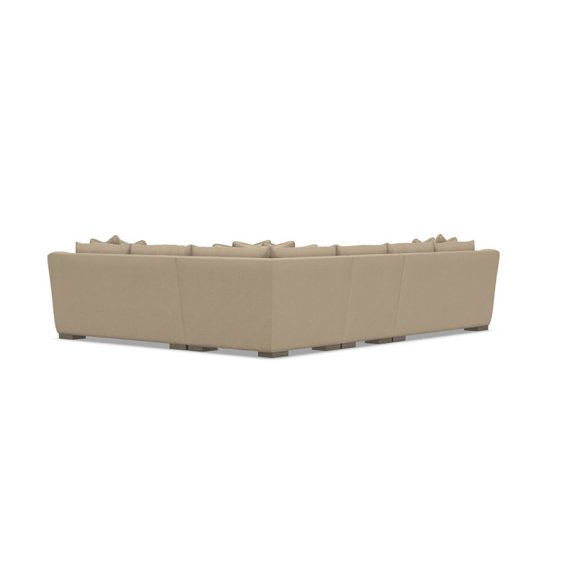 Gabi 5-Piece Fabric Sectional, Taupe Polyester, 35" H x  140" W x 110" D, Right Hand Facing