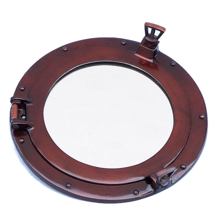 Metal Wall Mirror, 12" H x 12" W, Antique Copper