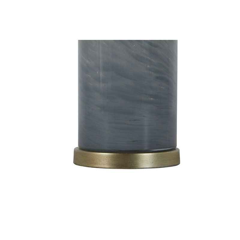 Gray Swirled Glass and Champagne Table Lamp with Linen Shade