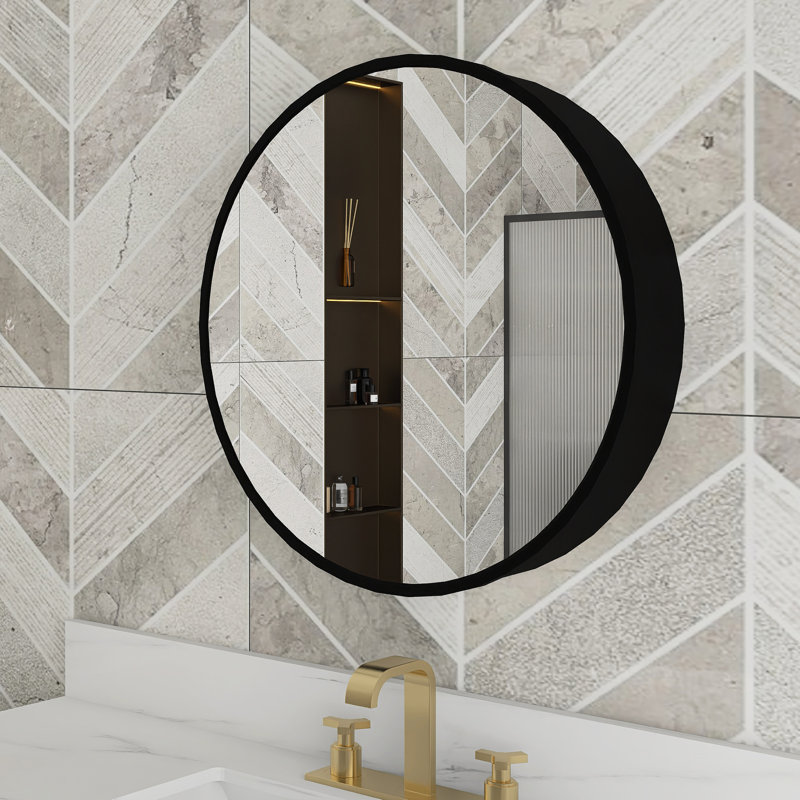 24'' W 24'' H Surface Framed Medicine Cabinet Mirror 2