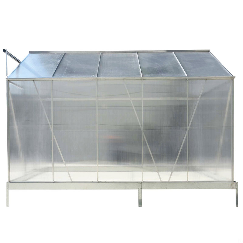 Serre en polycarbonate, ensemble de serre d'extérieur robuste en aluminium avec gouttière, évent et porte