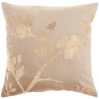 Coussin décoratif rose avec motif floral or rose