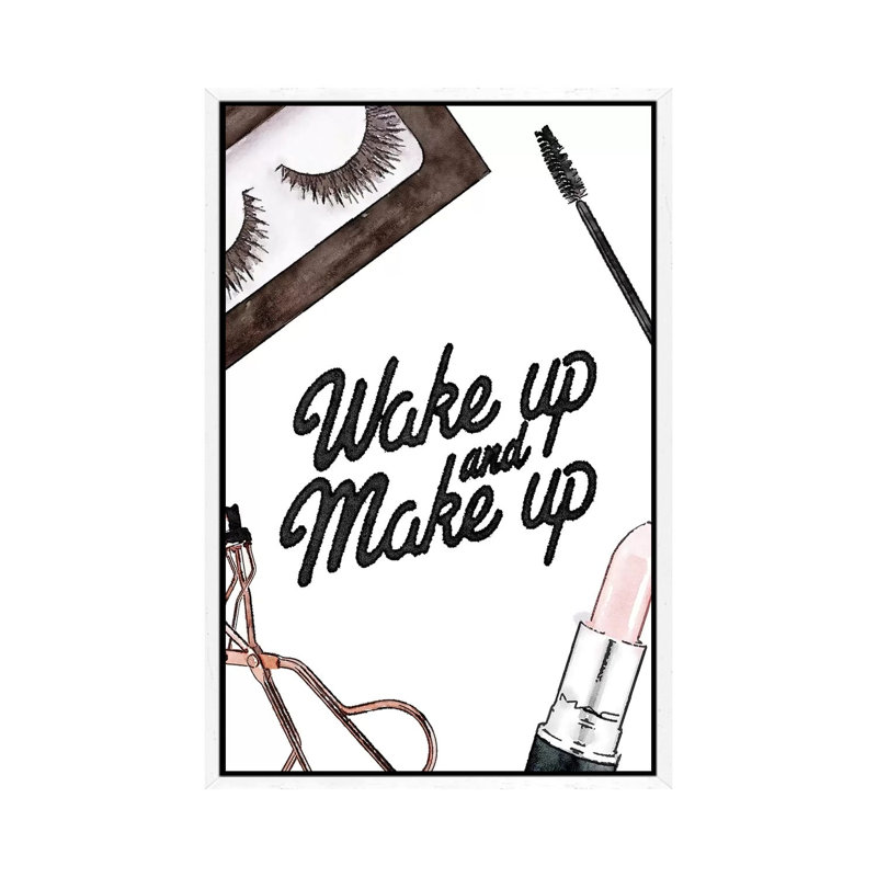Wake Up And Make Up - Lashes & Lips by Amanda Greenwood - Print on Canvas, 66.04 cm H x 45.72 cm W, White Framed Canvas