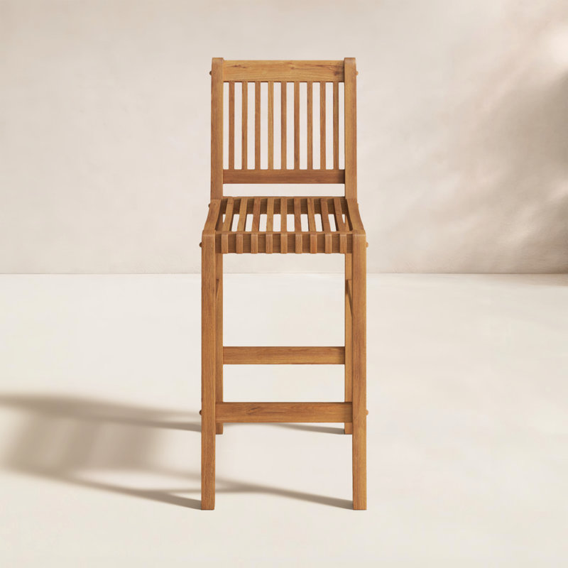 Brosky Teak Outdoor Bar Stool