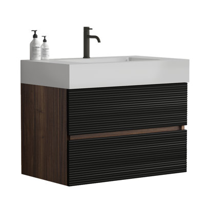 Design moderne saisissant avec meuble-lavabo polyvalent à finition écologique avec solutions de rangement intelligentes