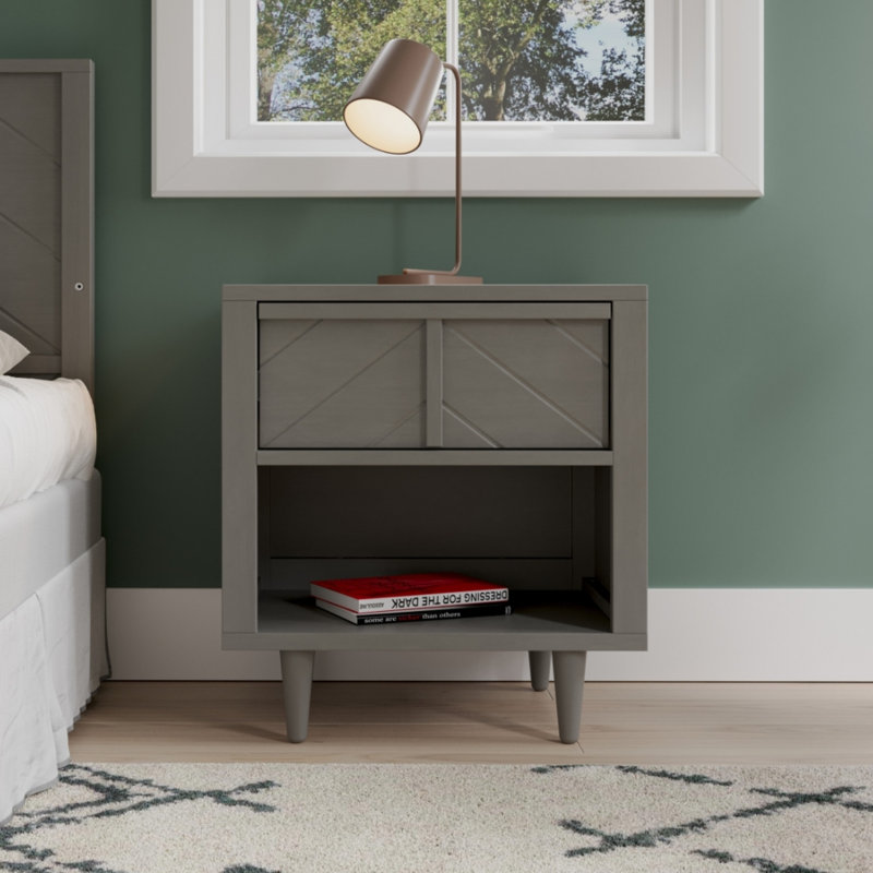 Surrey Hill 1-Drawer Nightstand with Shelf, Lunar Grey