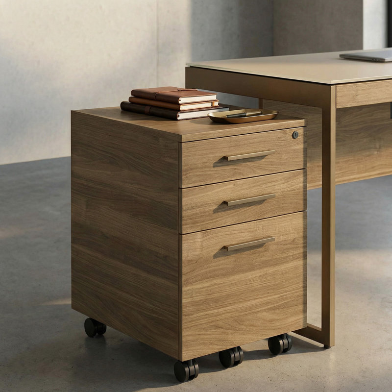 Sequel Studio Mobile Pedestal File - 6607, Neo Walnut/Bronze