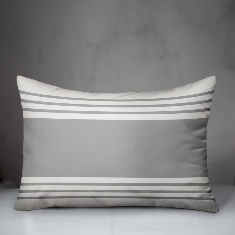 Housse et insert de coussin rectangulaire Farmhouse, Gris / blanc