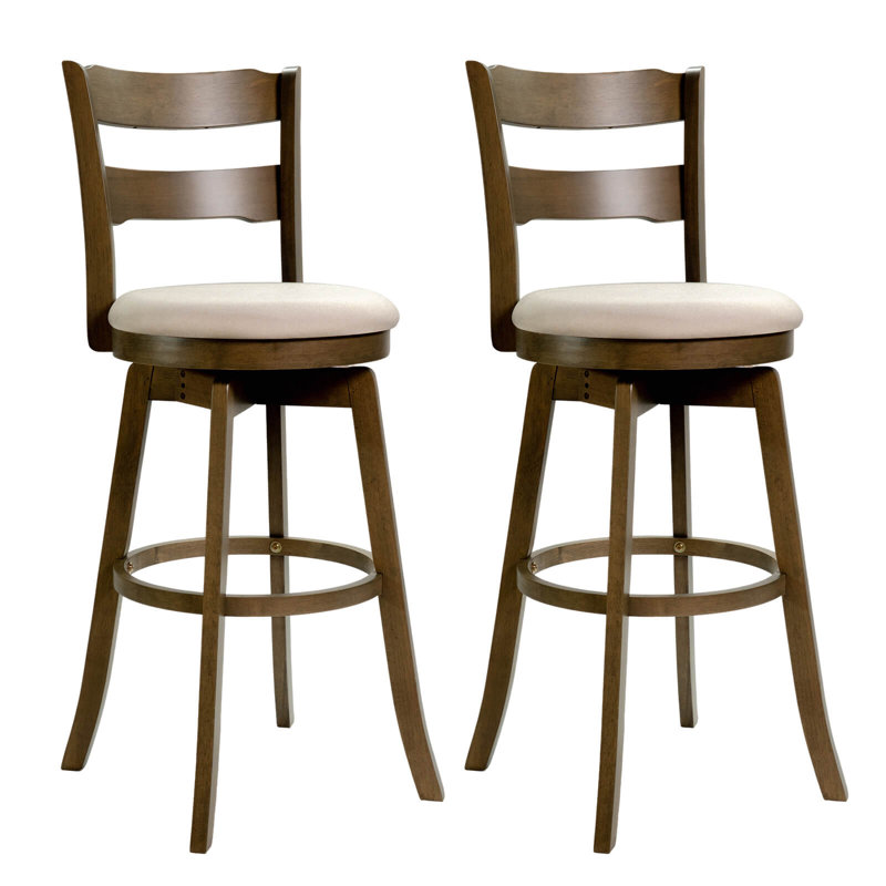 Ensemble de 2 tabourets pivotants 30,5 "avec dossier et siège rembourré, repose-pieds pour pub brun, 2