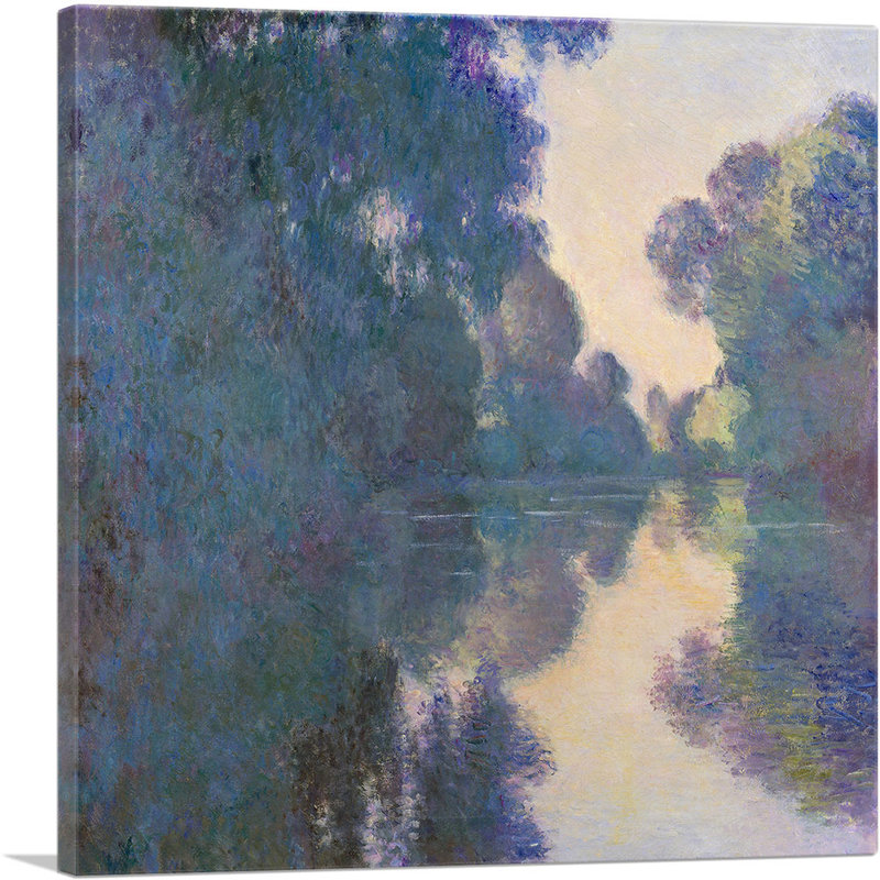 "Morning on the seine près de Giverny" par Claude Monet, reproduction d'art sur toile tendue, H 12 po x l 12 po x P 0,75 po