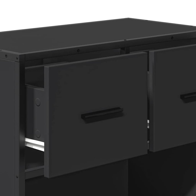 60cm W Metal Bedside Table, Black