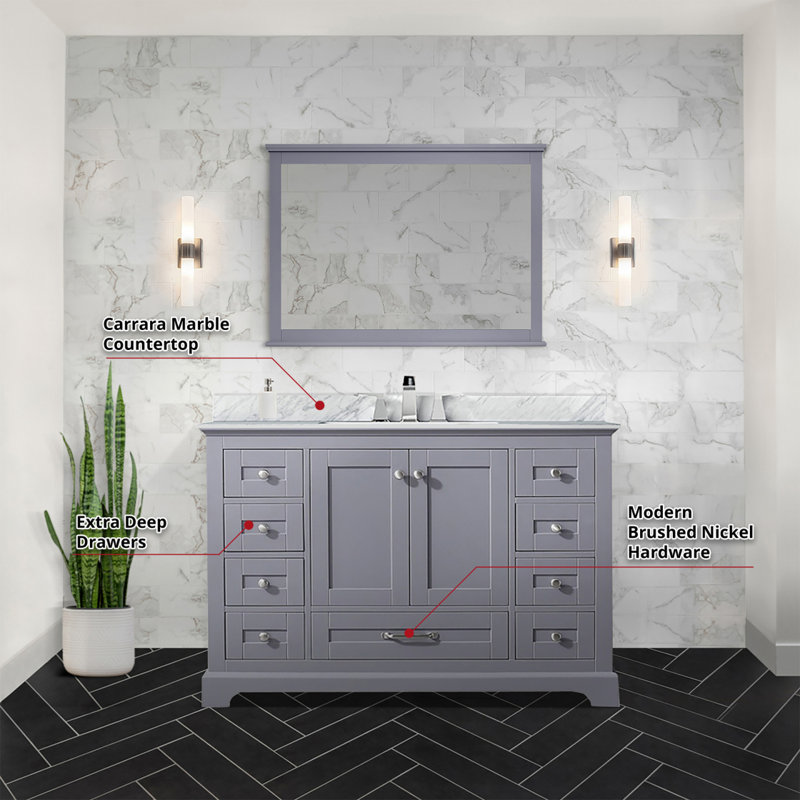 Meuble-lavabo simple gris foncé 48 po X P 22 po D et 46 po Miroir, Gris foncé