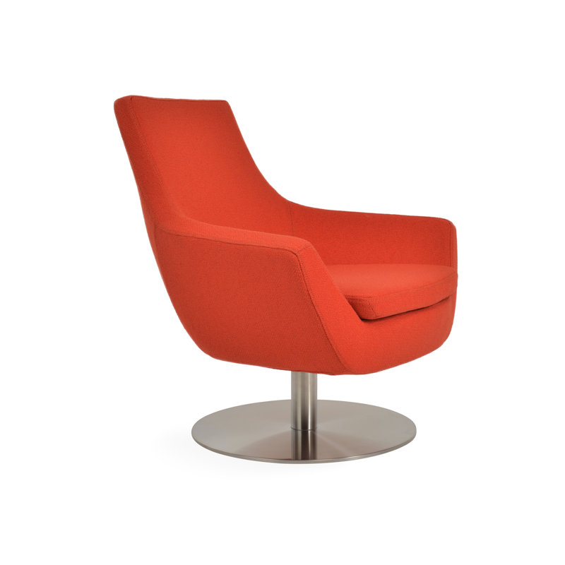 Rebecca 31" W Swivel Lounge Chair, Orange Boucle