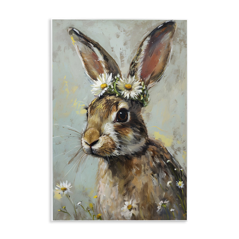 «Bunny & Daisy Crown», plaque murale par Petal Prints Design, H 19 po x l 13 po