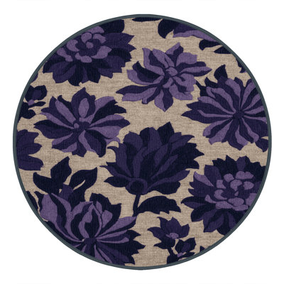 Washable Violet Flowers Vegetables Area Rug