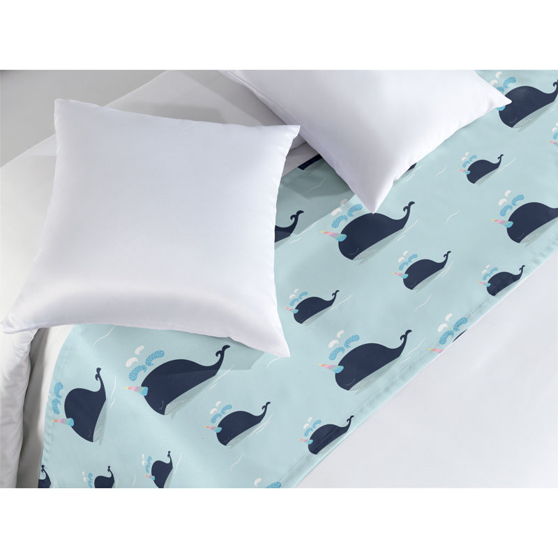Chemin de lit Ambesonne avec licorne baleine bleu pâle multicolore, Roi