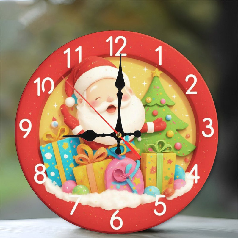 Horloge de Noël-Cadeaux-avec-arbre-de-Noël-Cadeaux