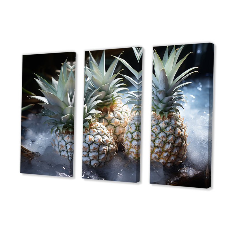 Pineapples Charm In Fog I - ensemble d'impressions d'art ananas, H 28 po x l 36 po