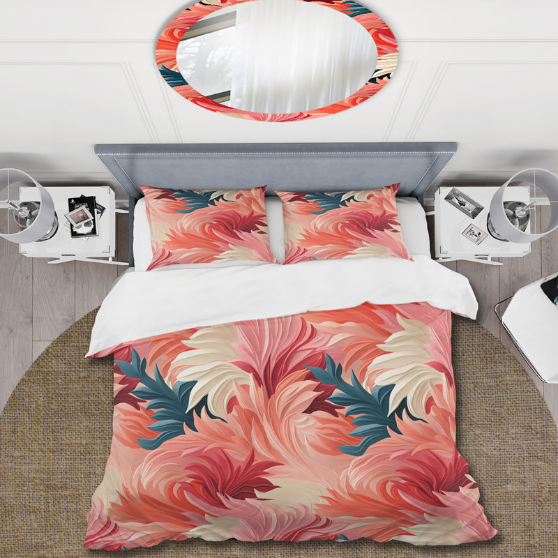 Ensemble de housse de couette Coral Canvas, Housse de couette pour très grand lit et 2 très