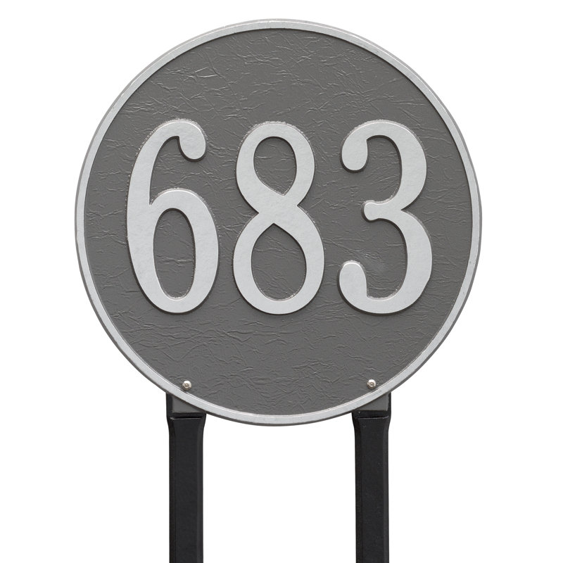 1-Line Lawn Address Sign, Pewter and Silver, Yes