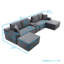 Canapé d'angle en velours côtelé gris avec deux poufs, canapé modulable à assise profonde avec porte-gobelets, ports USB et rangement dissimulé