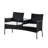 Banc d'extérieur en osier avec table et coussins, noir
