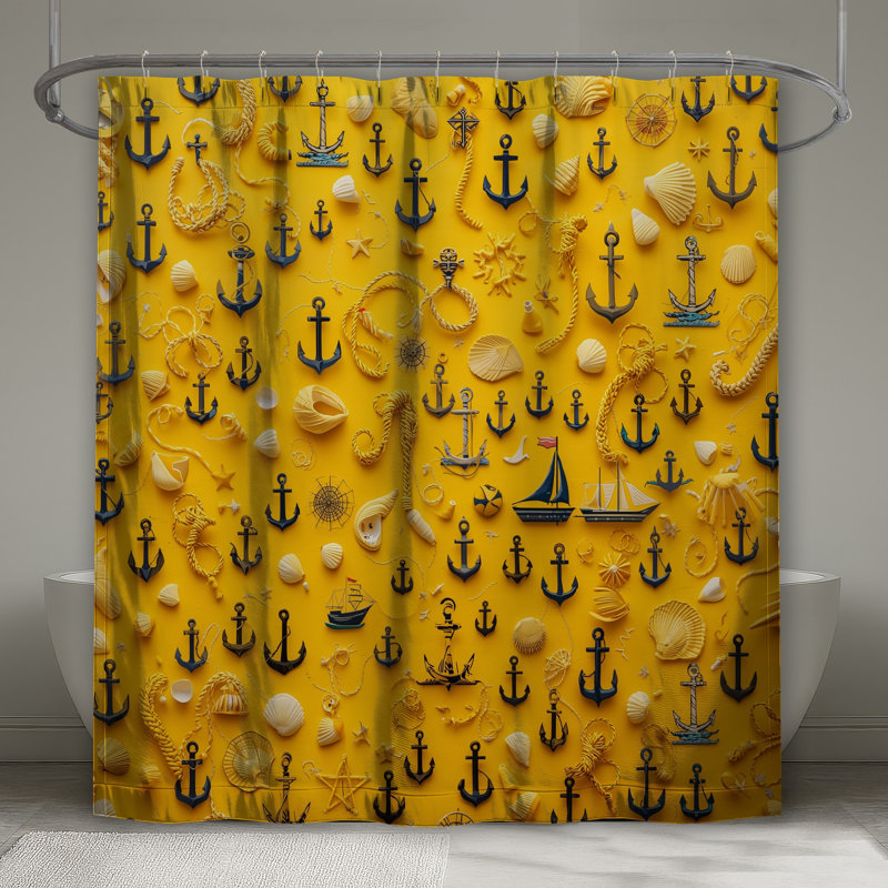 Rideaux de douche Nautical Anchors Ropes Seashells, L 70 po x H 72 po