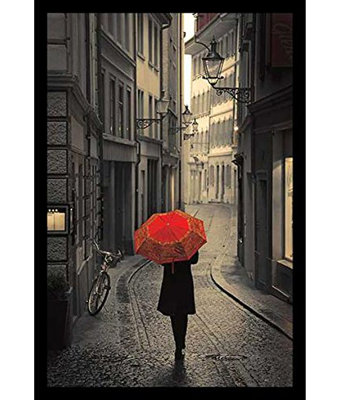 « red pluie (vers le bas pavé à pavés) », reproduction de photo encadrée