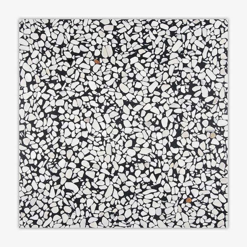 Black and White Polished 24x24 Real Terrazzo Tile
