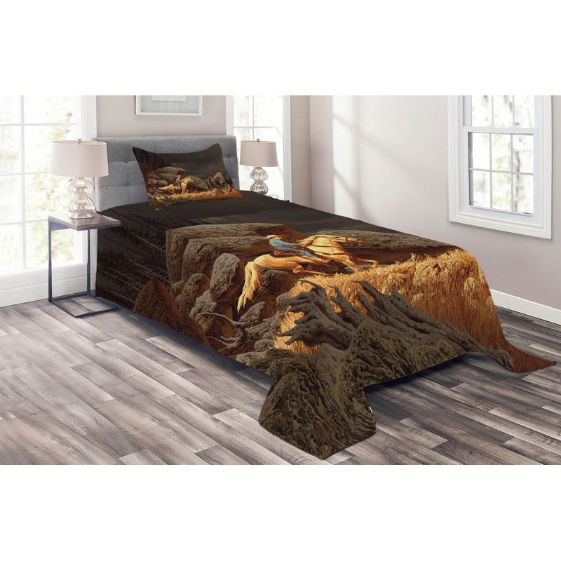 Farmhouse / Country Polyester Coverlet, Twin Bedspread + 1 Sham