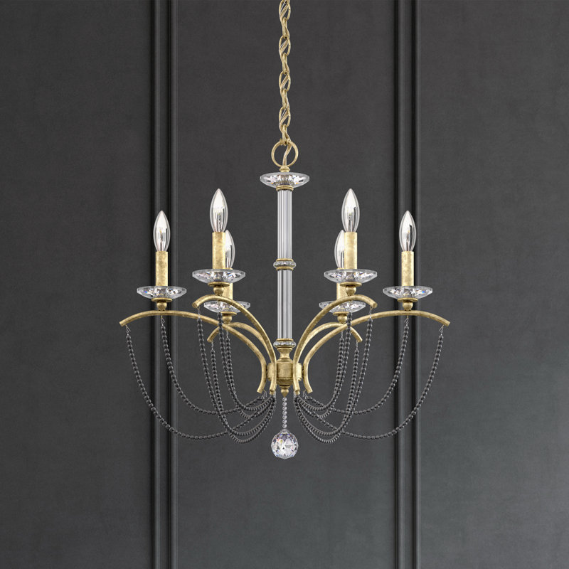 Priscilla 6 - Light Chandelier, Heirloom Silverr/Dark Gray Pearl 