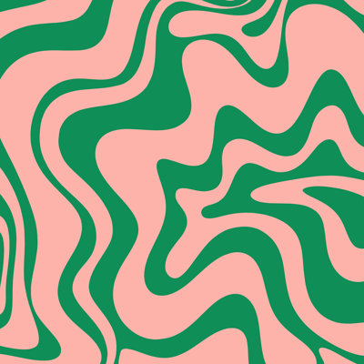 Pecos Liquid Swirl Retro Pink And Bright Green by - Wrapped Canvas Print