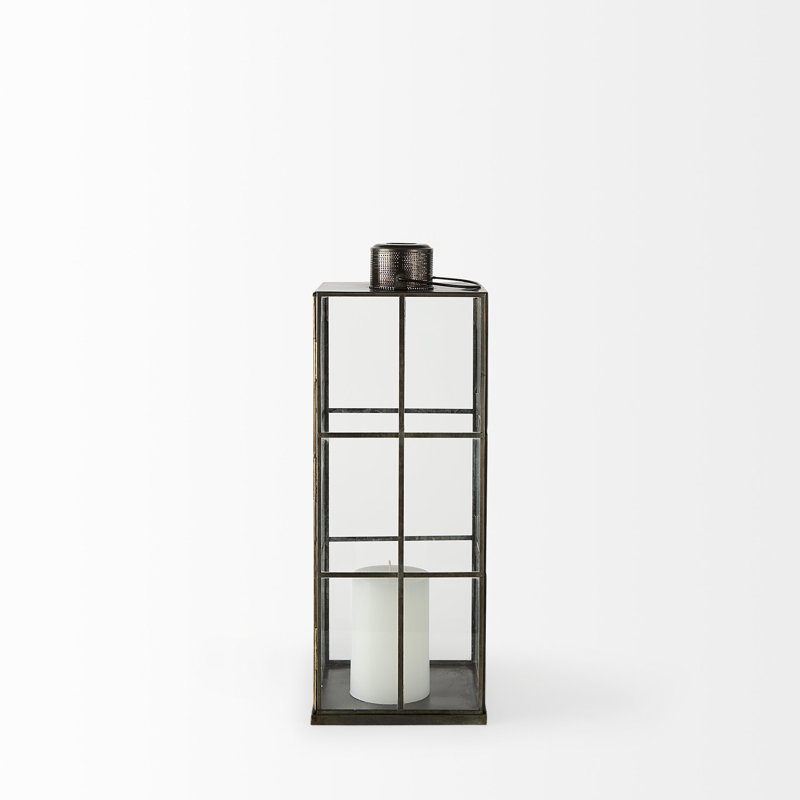 Lanterne de table en verre, H 22,8 po x l 8,3 po x P 8,3 po