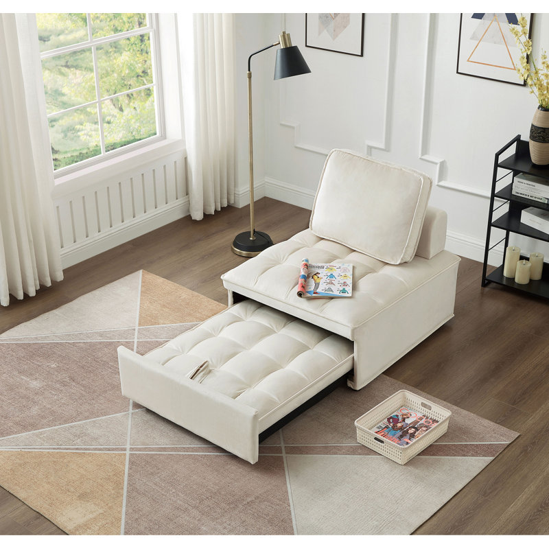 Versatile Convertible Sofa Bed with Plush Pillow and Detachable Back, Ideal for Any Room, White