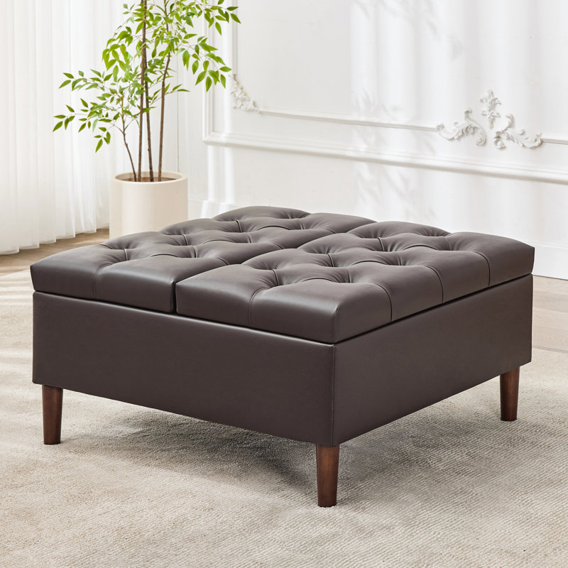 Table basse avec repose-pieds carré 35 "avec grand rangement