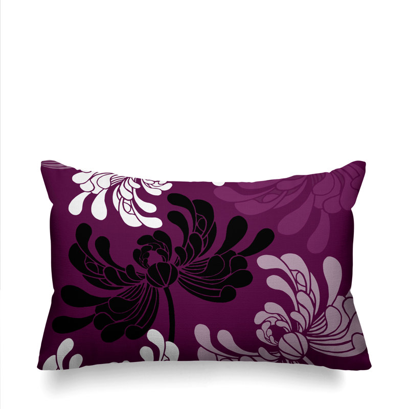 Marilyn Outdoor Reversible Throw Pillow, 14" x 20", Purple, Rectangle