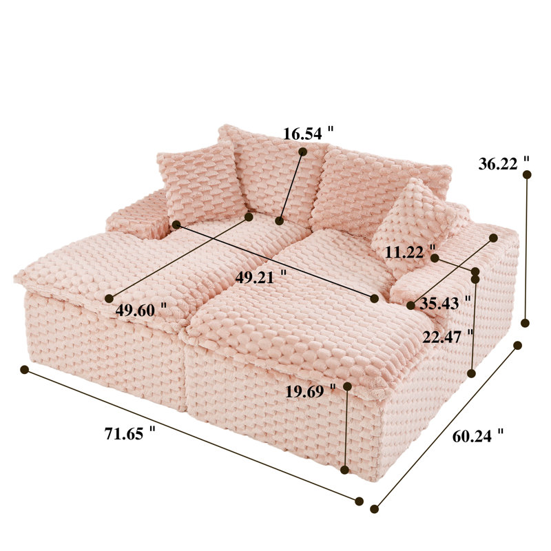 Canapé inclinable en mousse 71,65 po, Rose